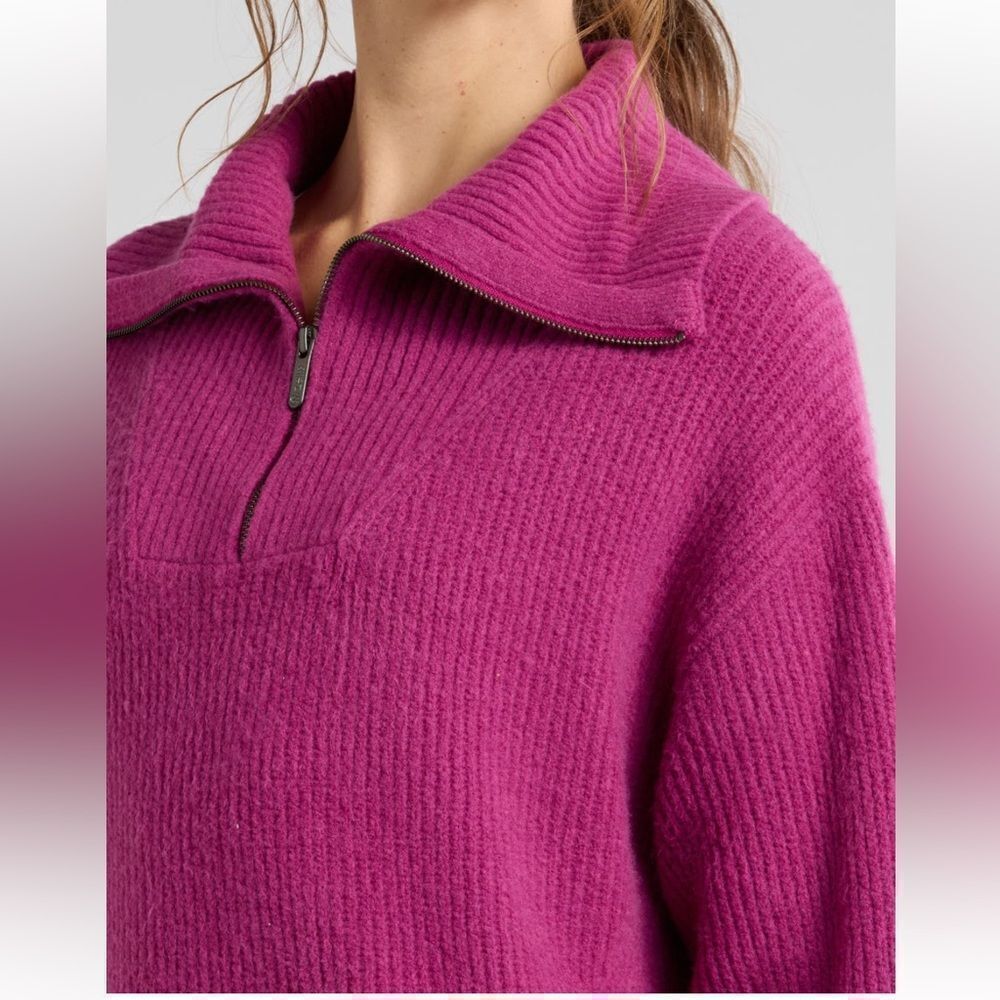 Zella Cozy Quarter Zip Rib Purple Boysen size medium